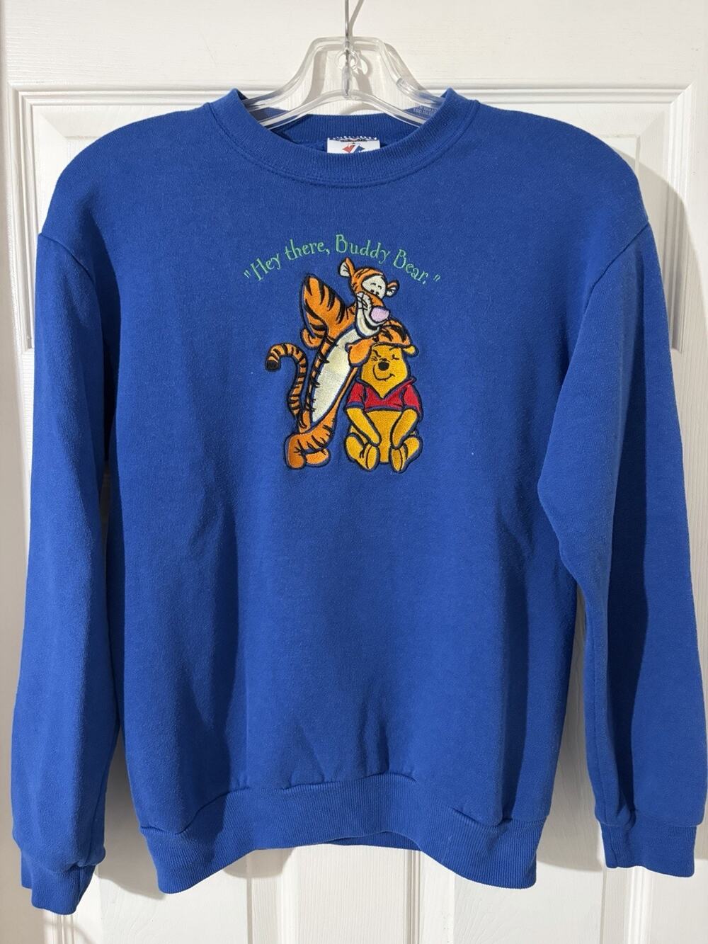 Winnie The Pooh Hey There Buddy Bear Crewneck Youth XL Tigger Blue